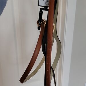 2 Women's Belts (1 New) with Gold Buckles